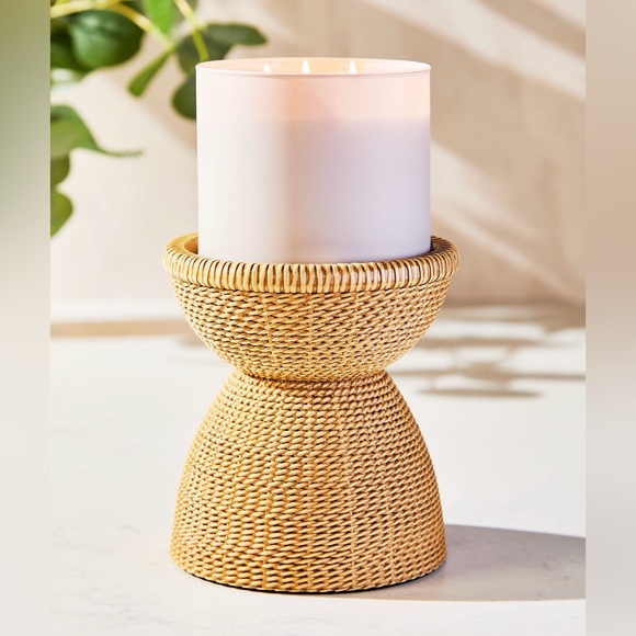 🆕🕯️ BATH & BODY WORKS LIMITED EDITION WOVEN PEDESTAL 3-WICK CANDLE HOLDER. NEW. - Picture 4 of 7